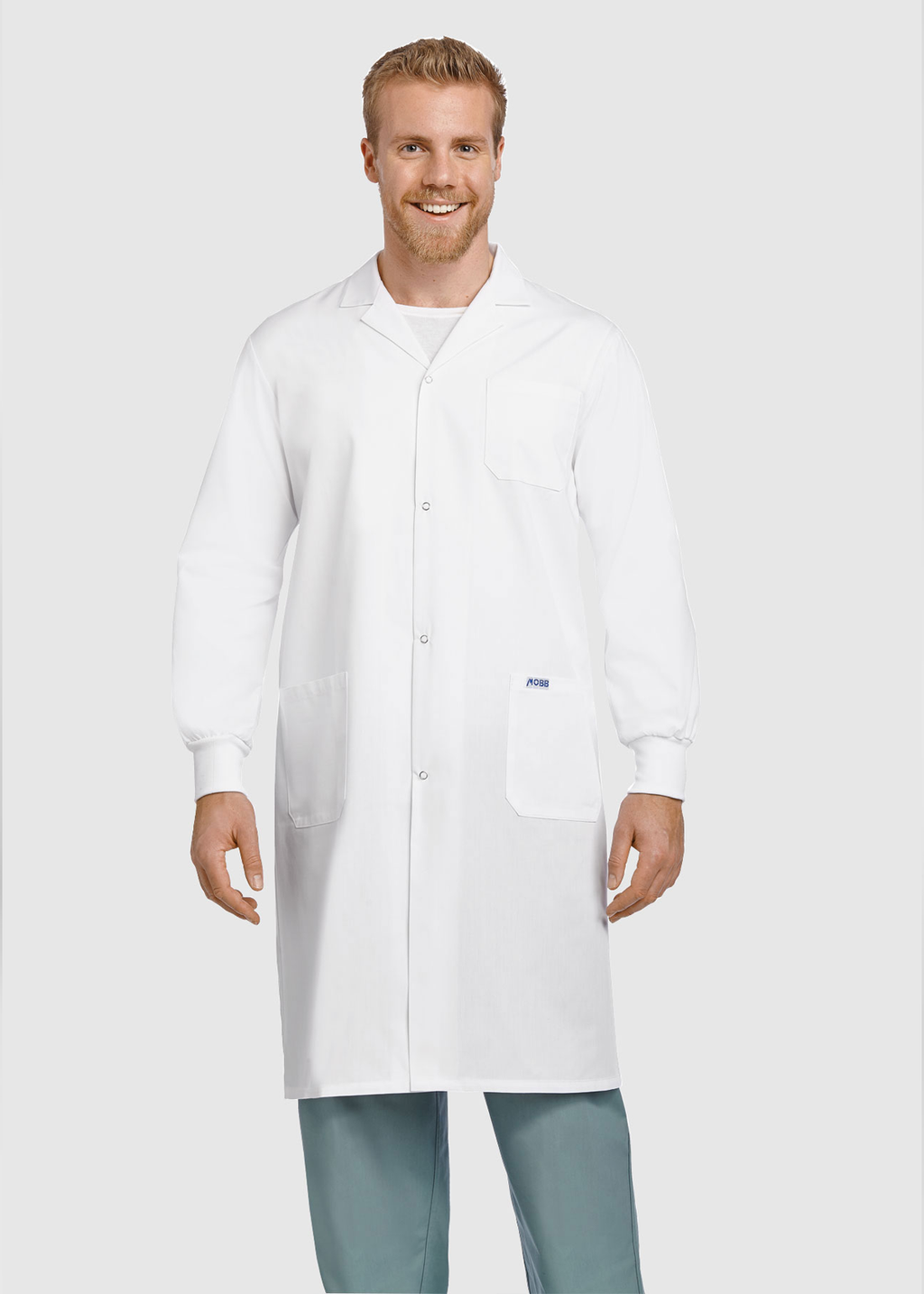 Product - MOBB Full Length Unisex Snap Lab Coat with Knitted Cuffs