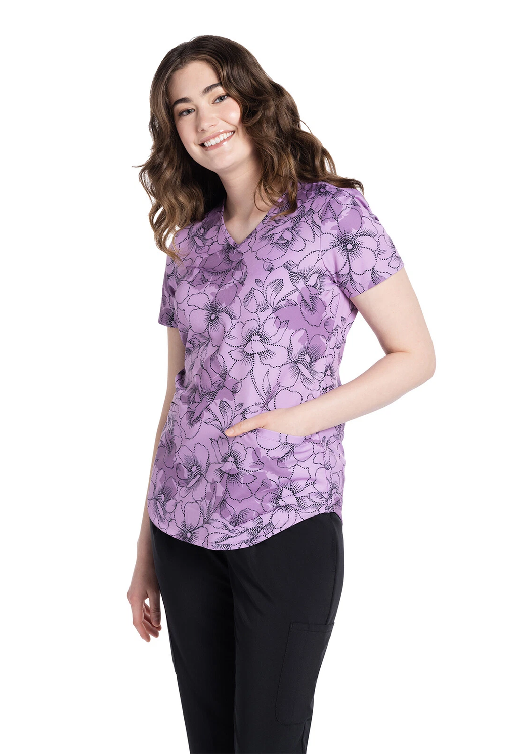 Product - L-Printed V-Neck Scrub Top