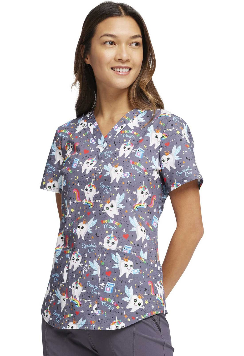 Product - L-Printed V-Neck Scrub Top