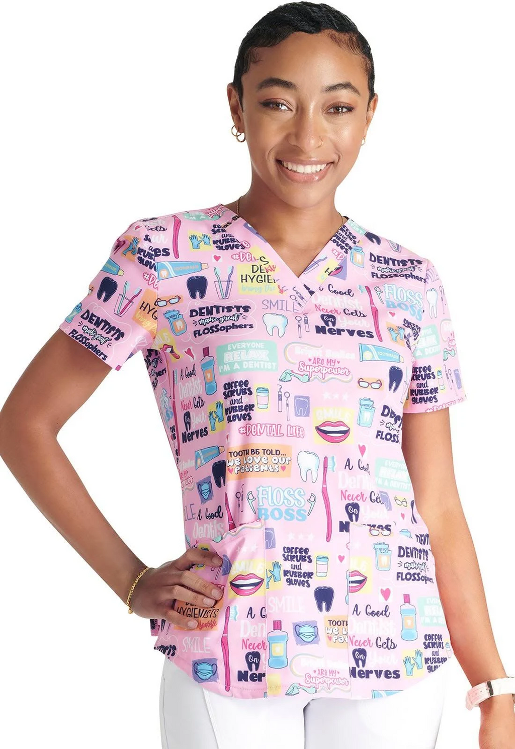 Product - M-Printed V-Neck Scrub Top