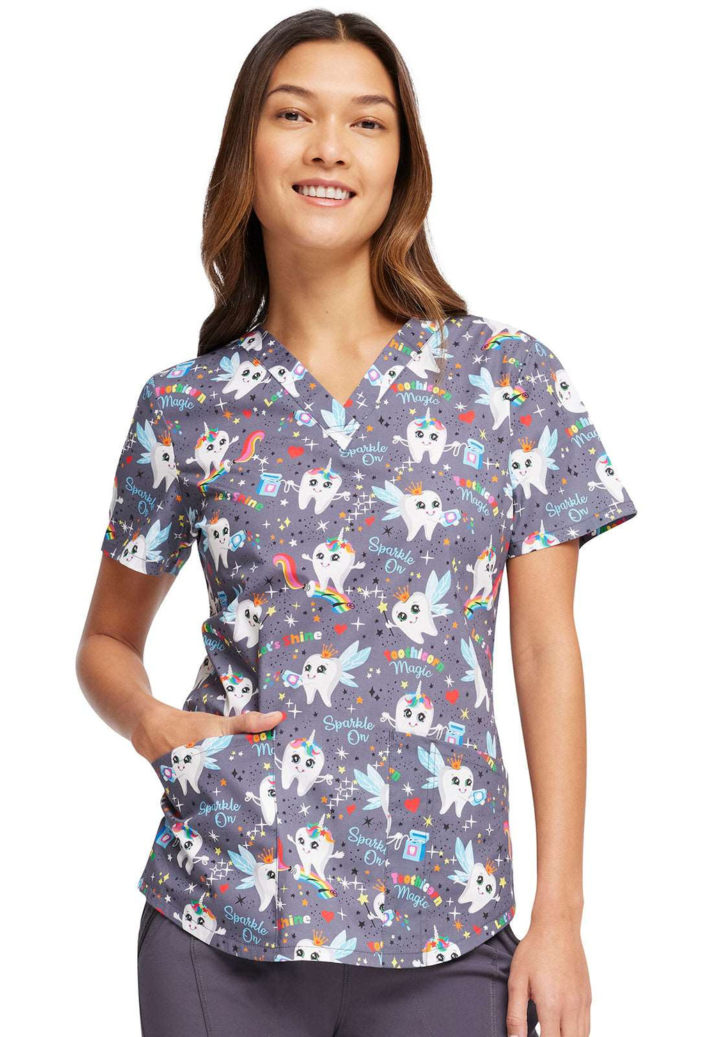 Product - L-Printed V-Neck Scrub Top