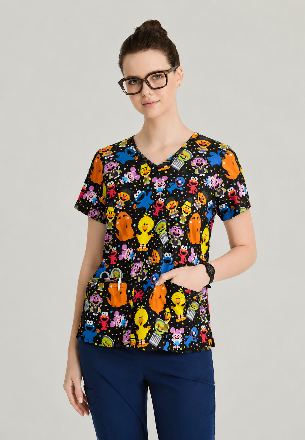 Product - M-Printed V-Neck Scrub Top
