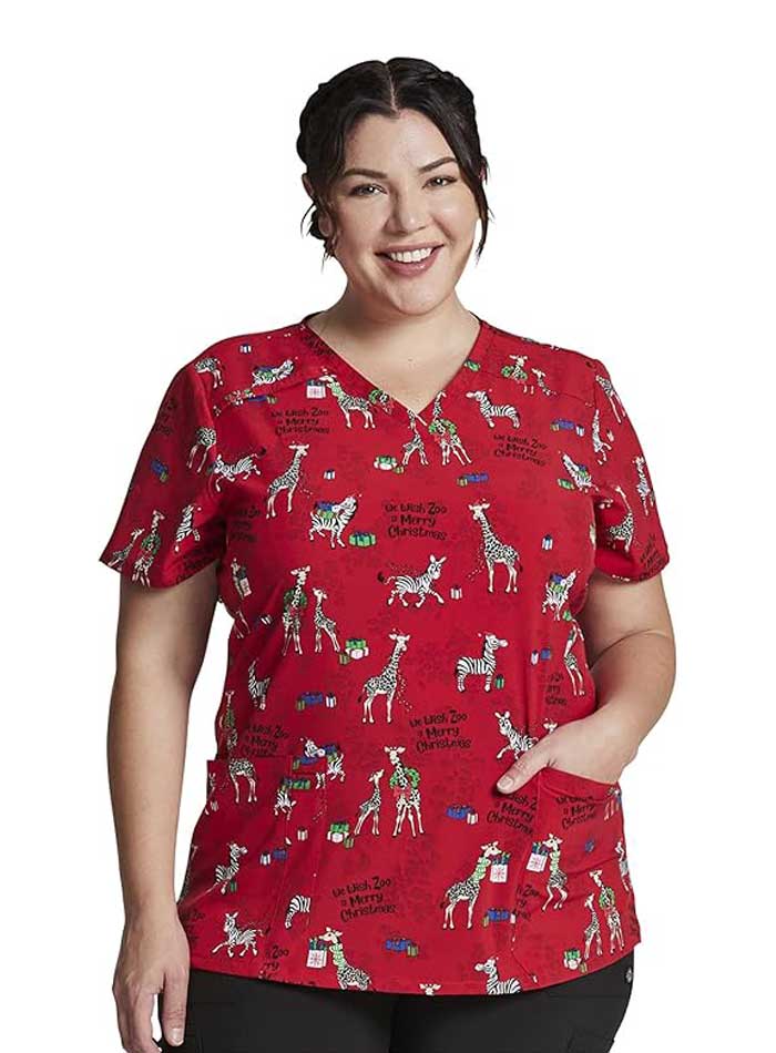 Product - L-Printed V-Neck Scrub Top
