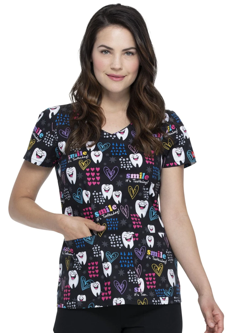 Product - XS-Printed V-Neck Scrub Top