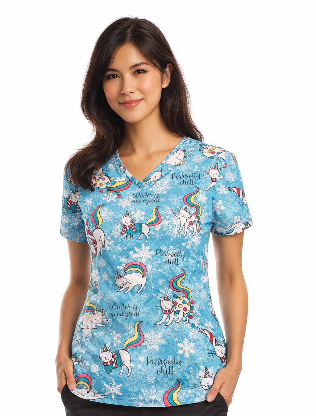 Product - XS-Printed V-Neck Scrub Top