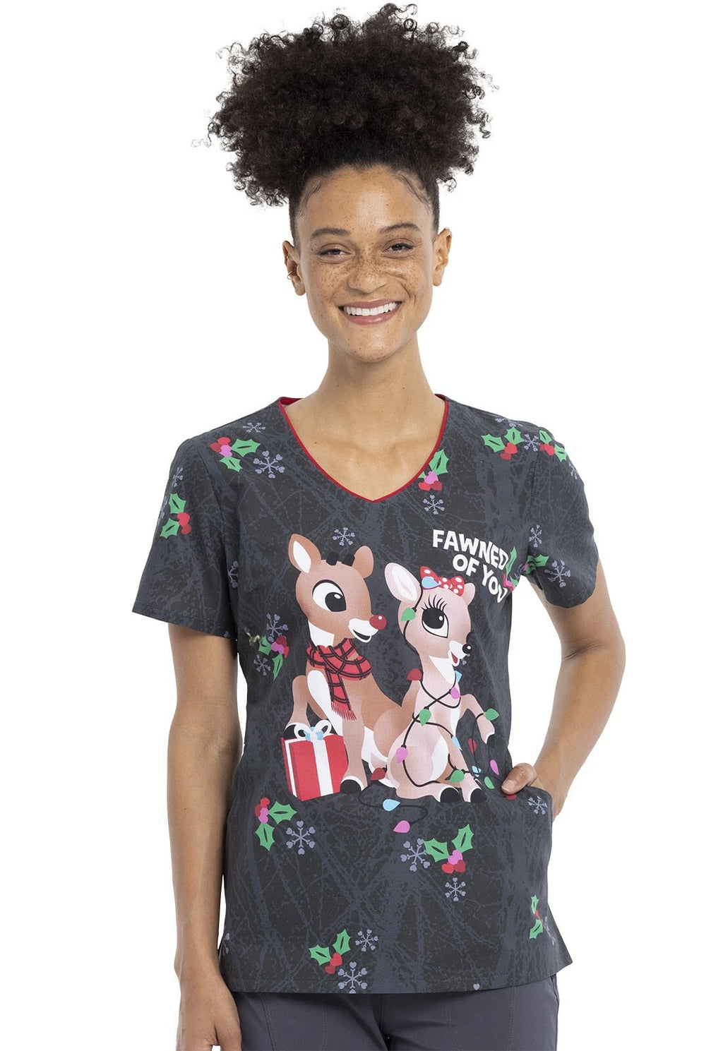 Product - L-Printed V-Neck Scrub Top