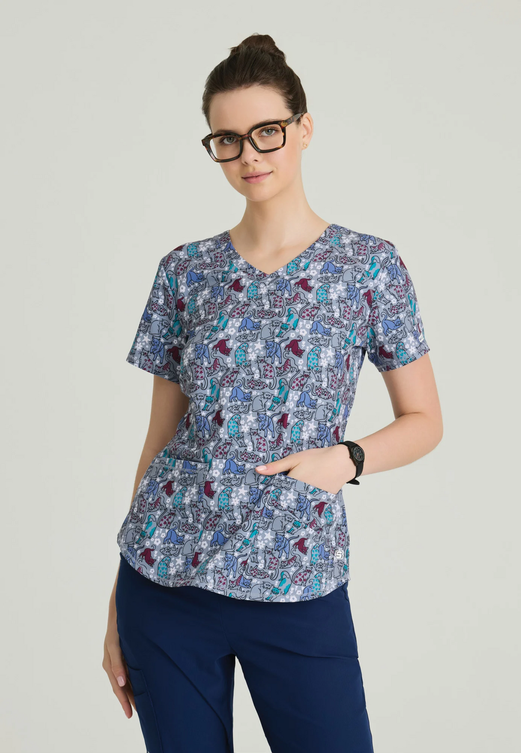 Product - S-Printed V-Neck Scrub Top
