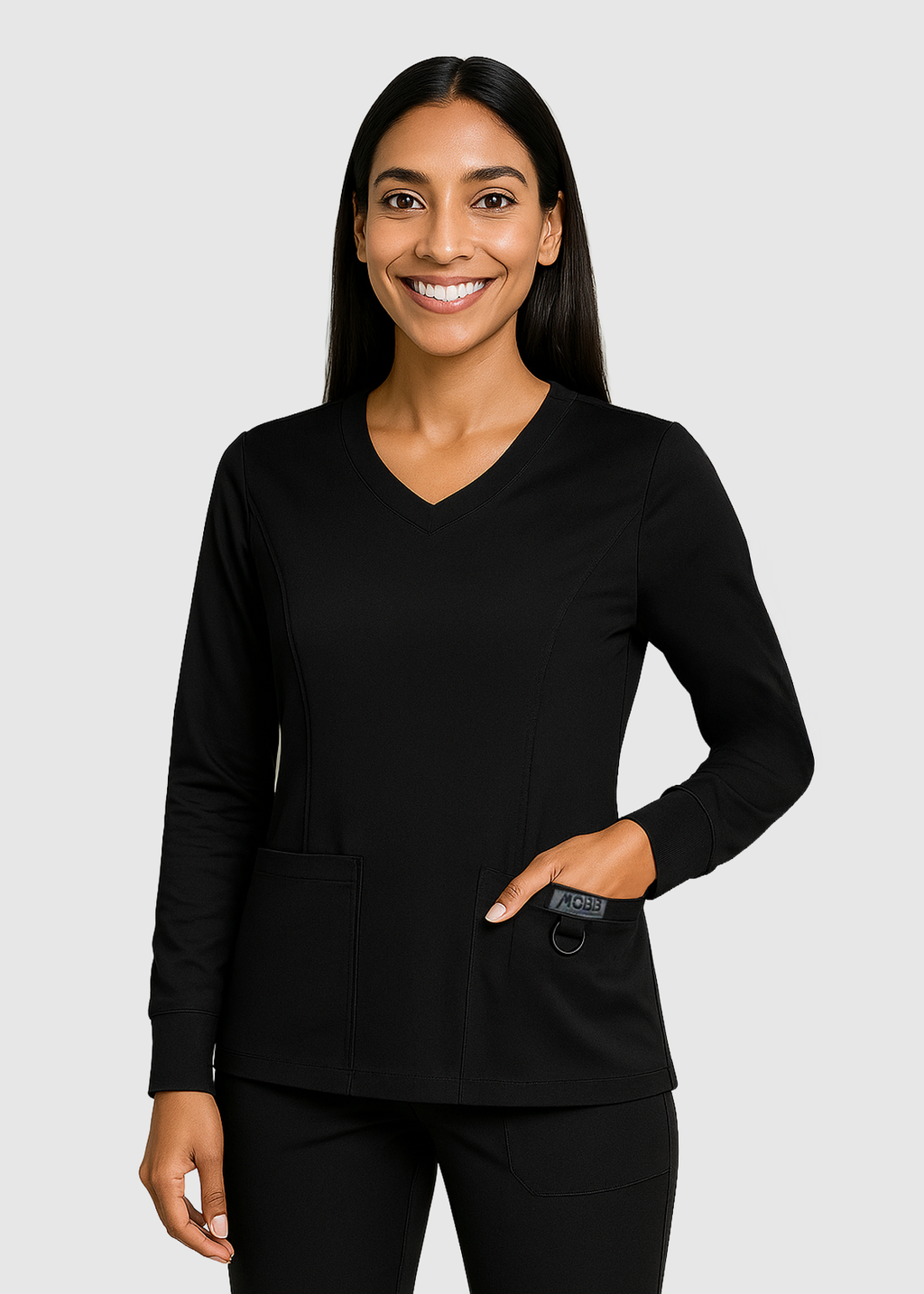Product - The Katrina - Full-Sleeve Stretch V-Neck Scrub Top