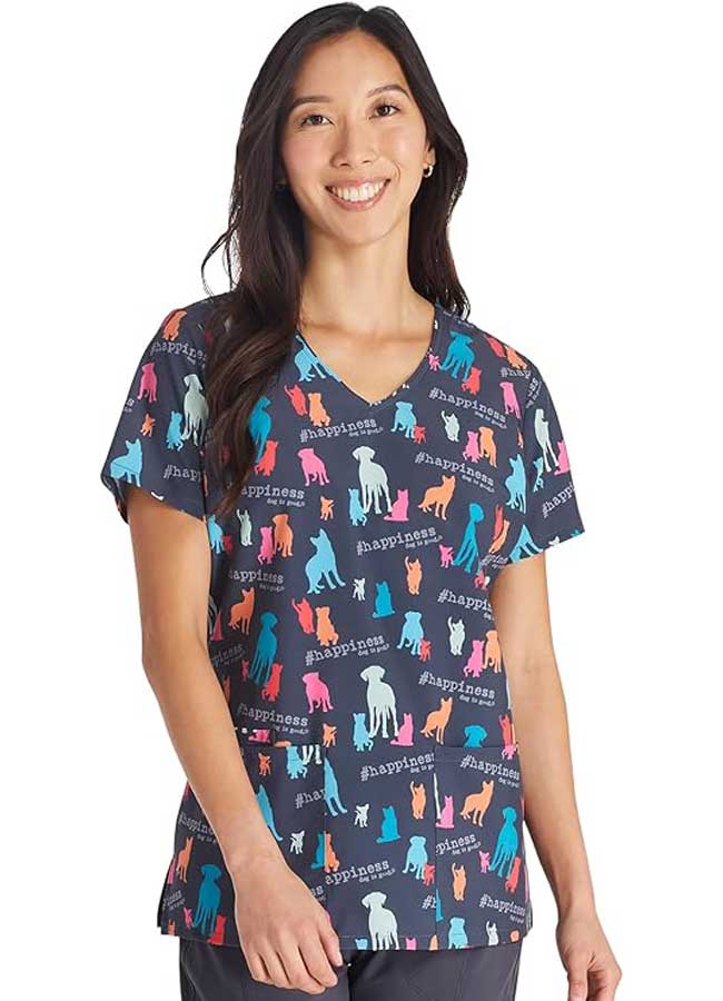Product - L-Printed V-Neck Scrub Top