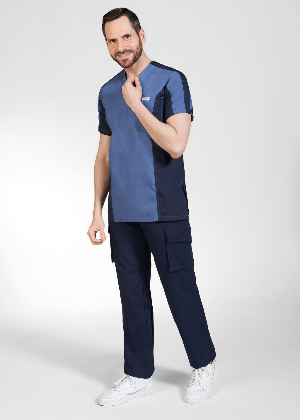 Product - Men's Two Tone Scrub Set With 8 Pockets