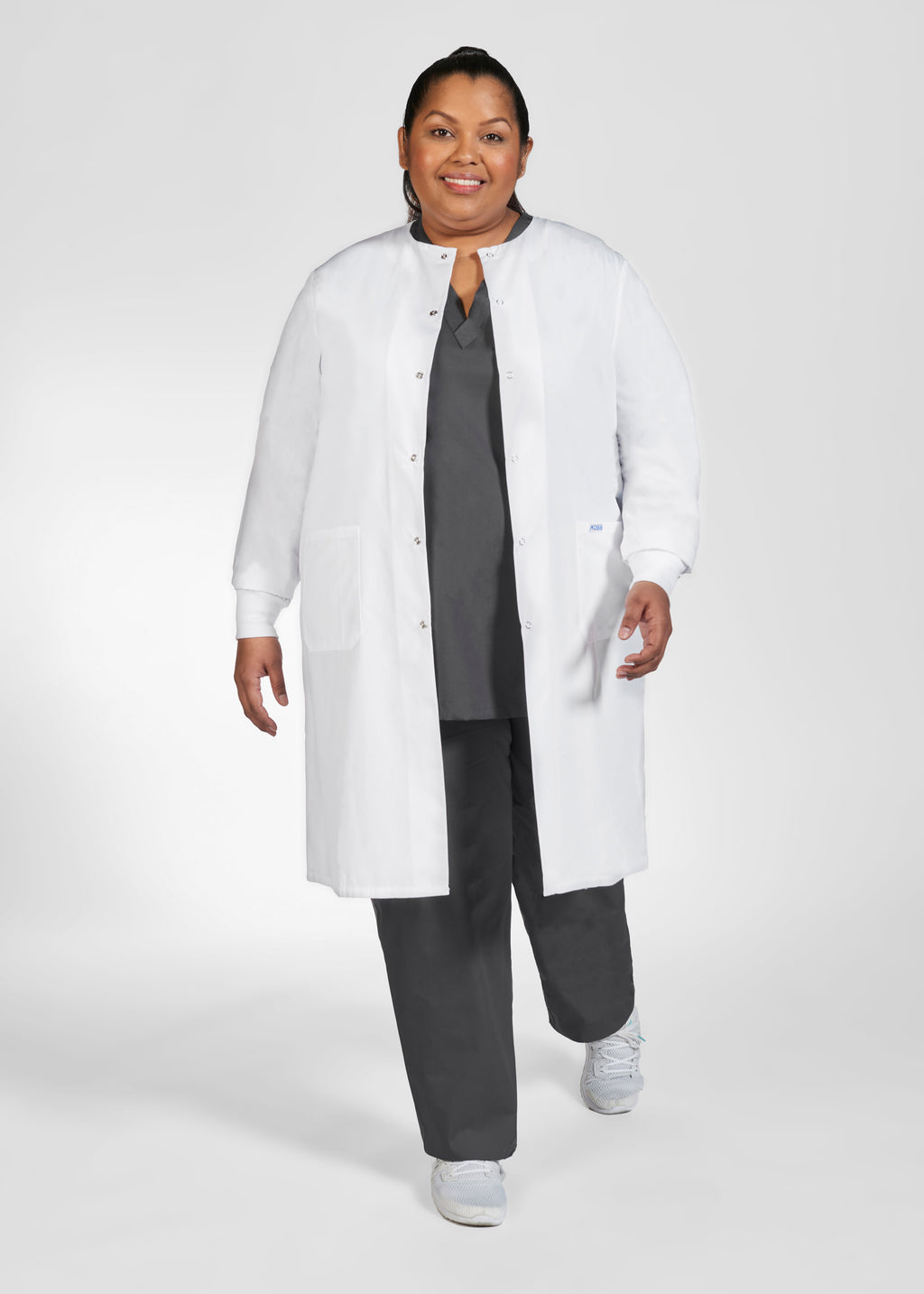 Product - MOBB Full Length Unisex Snap Lab Coat With Knitted Cuffs