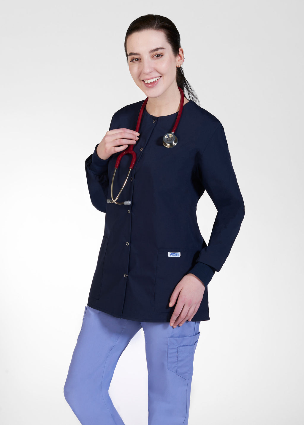 Product - Women Round Neck Snap Button MOBB Warm-Up Jacket