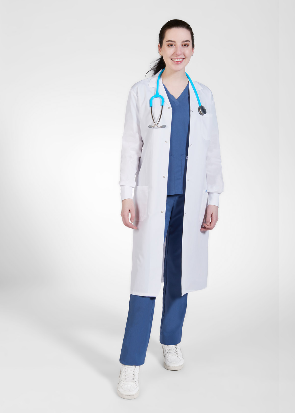Product - MOBB Full Length Unisex Snap Lab Coat with Knitted Cuffs